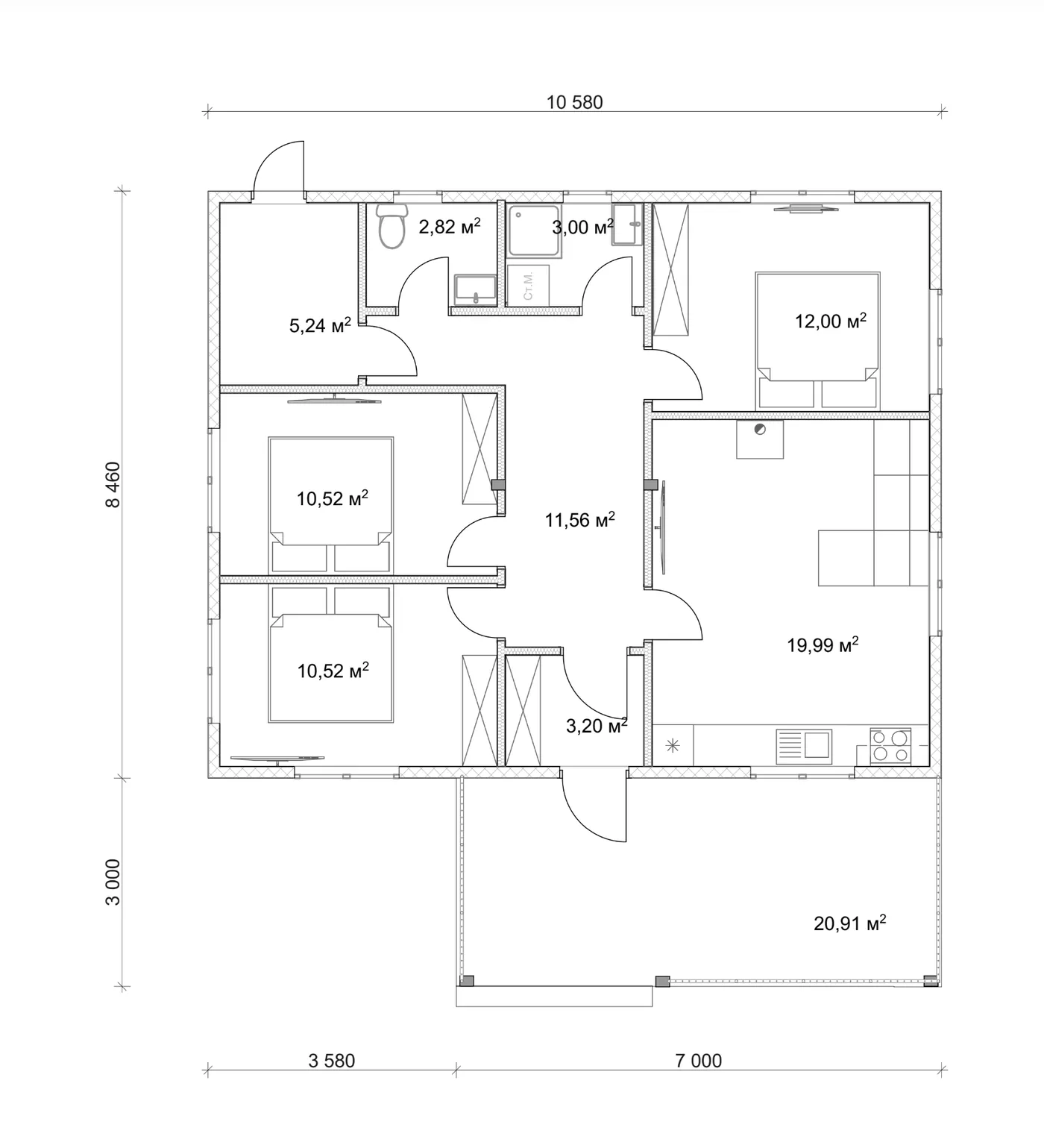 План SIP-будинку 110,41 м²