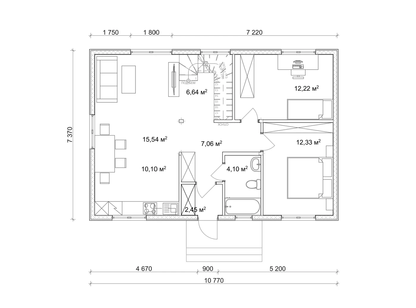 План SIP-будинку 119,15 м² — 1