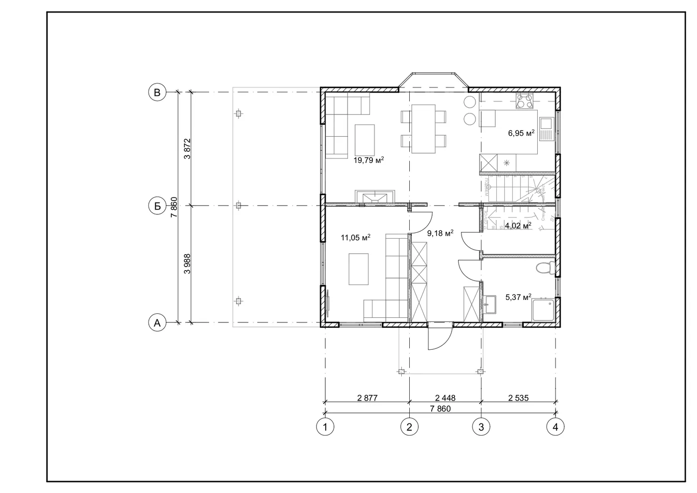 План SIP-будинку 123,56 м² — 1