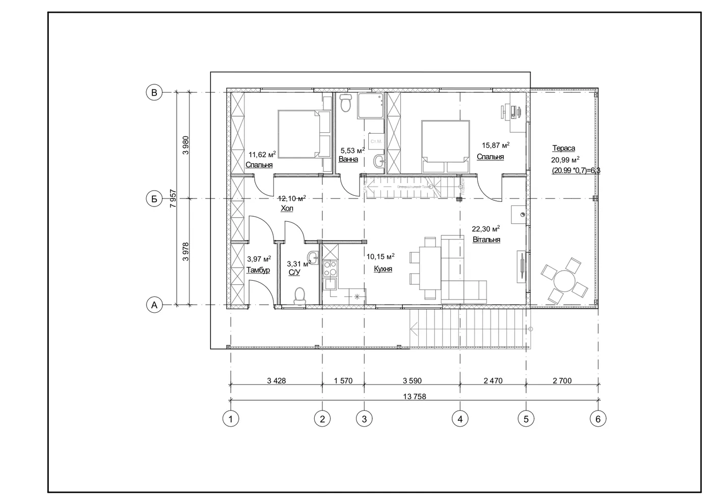 План SIP-будинку 136,51 м² — 1