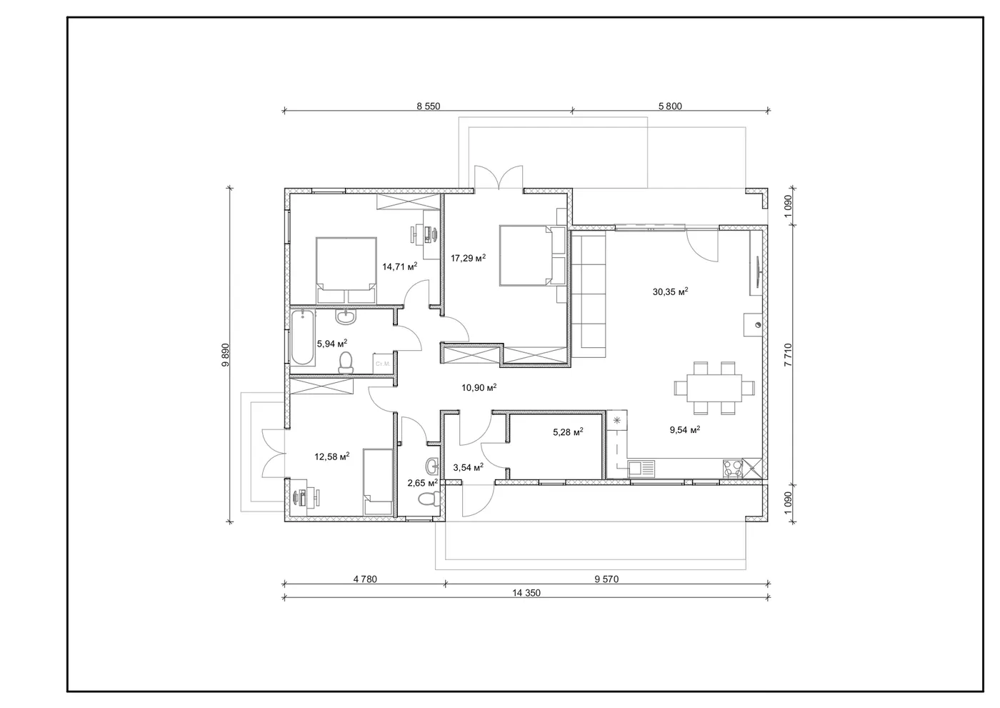План SIP-будинку 141,92 м²