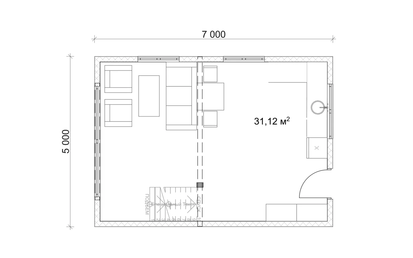 План SIP-будинку 35 м² — 1