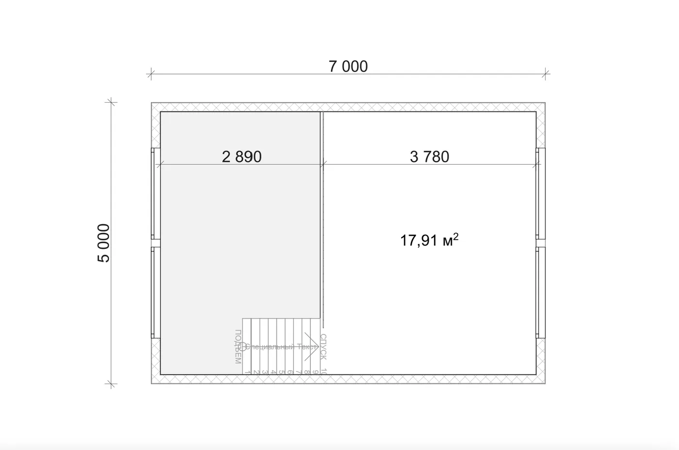 План SIP-будинку 35 м² — 2