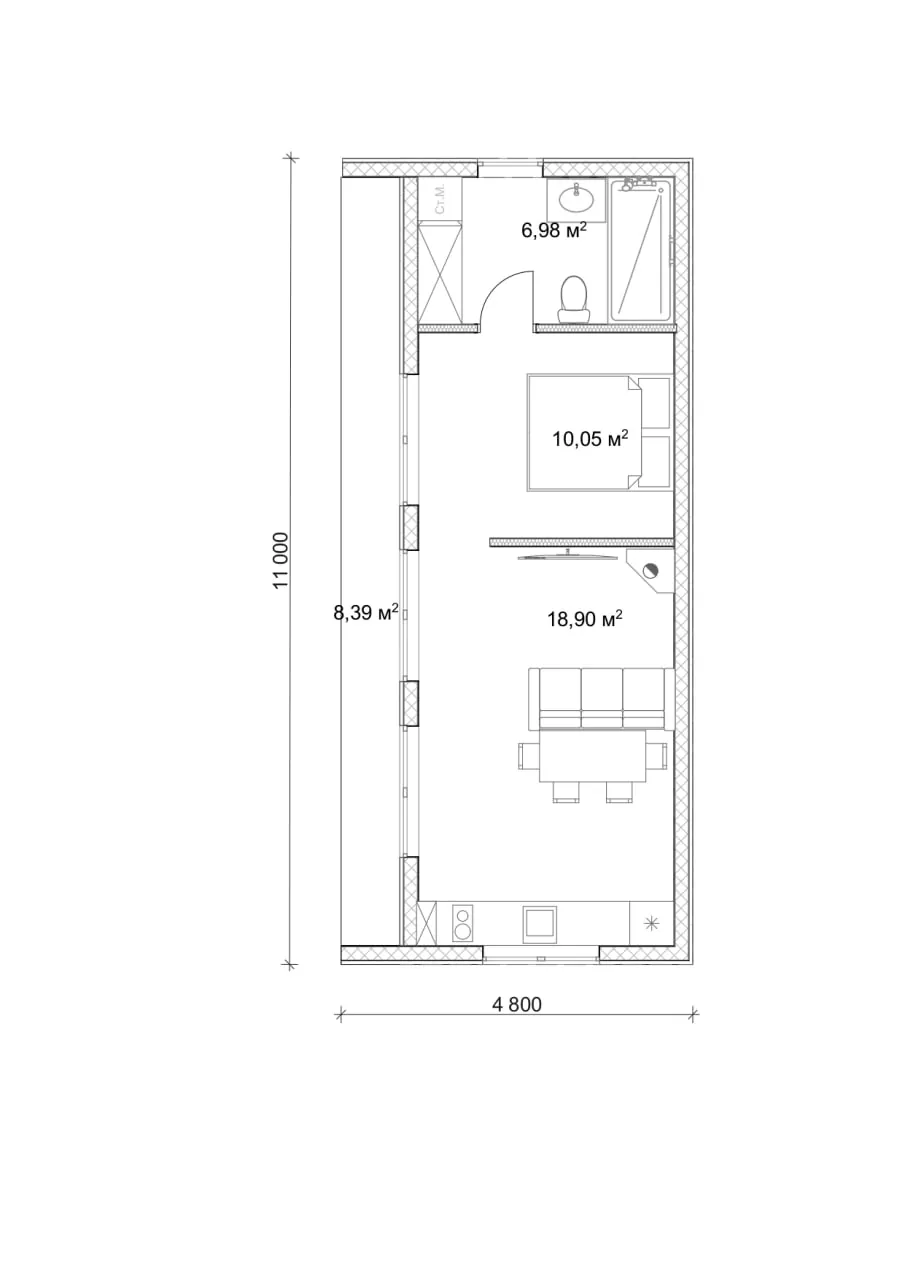 План SIP-будинку 52,80 м²