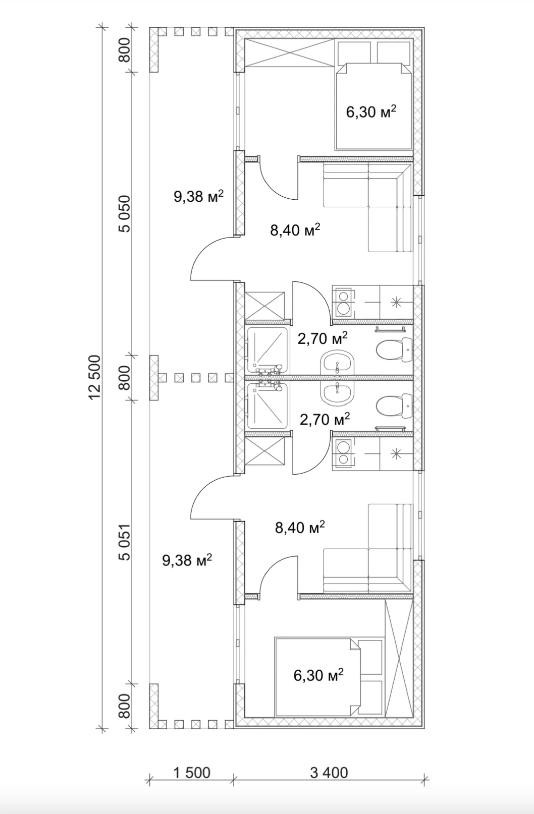 План SIP-будинку 61,25 м²