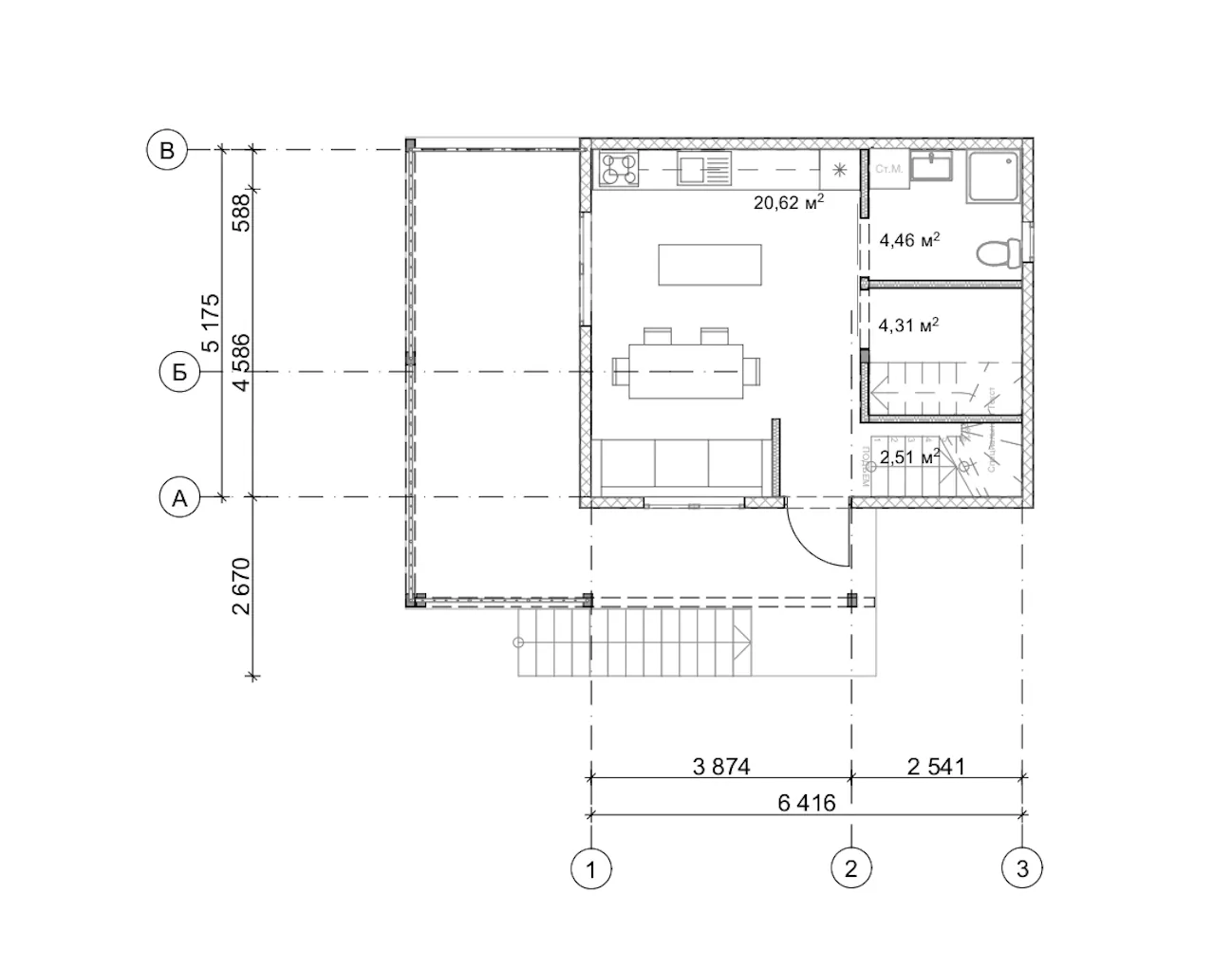 План SIP-будинку 66,40 м² — 1