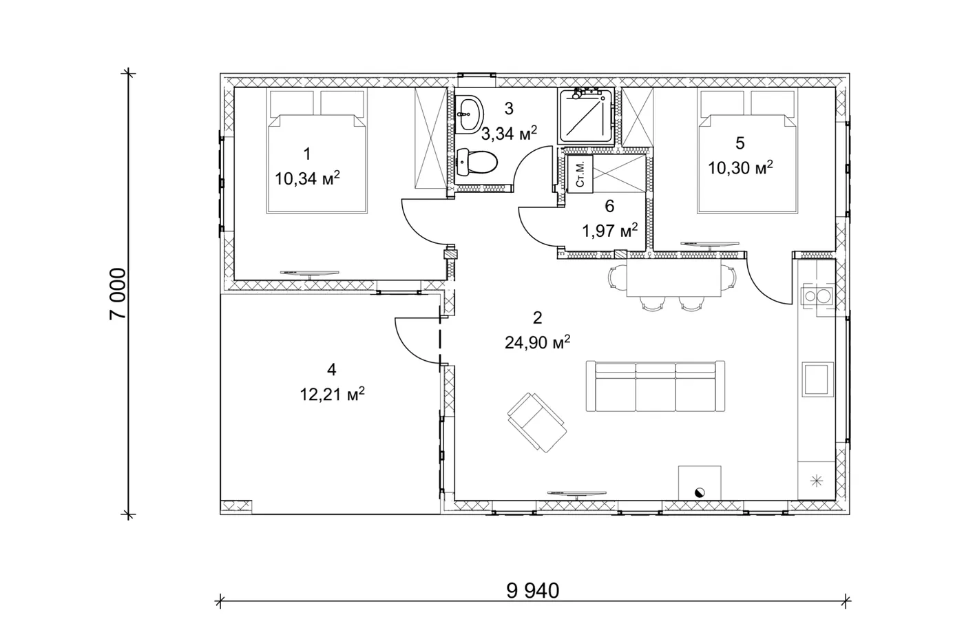 План SIP-будинку 69,58 м²