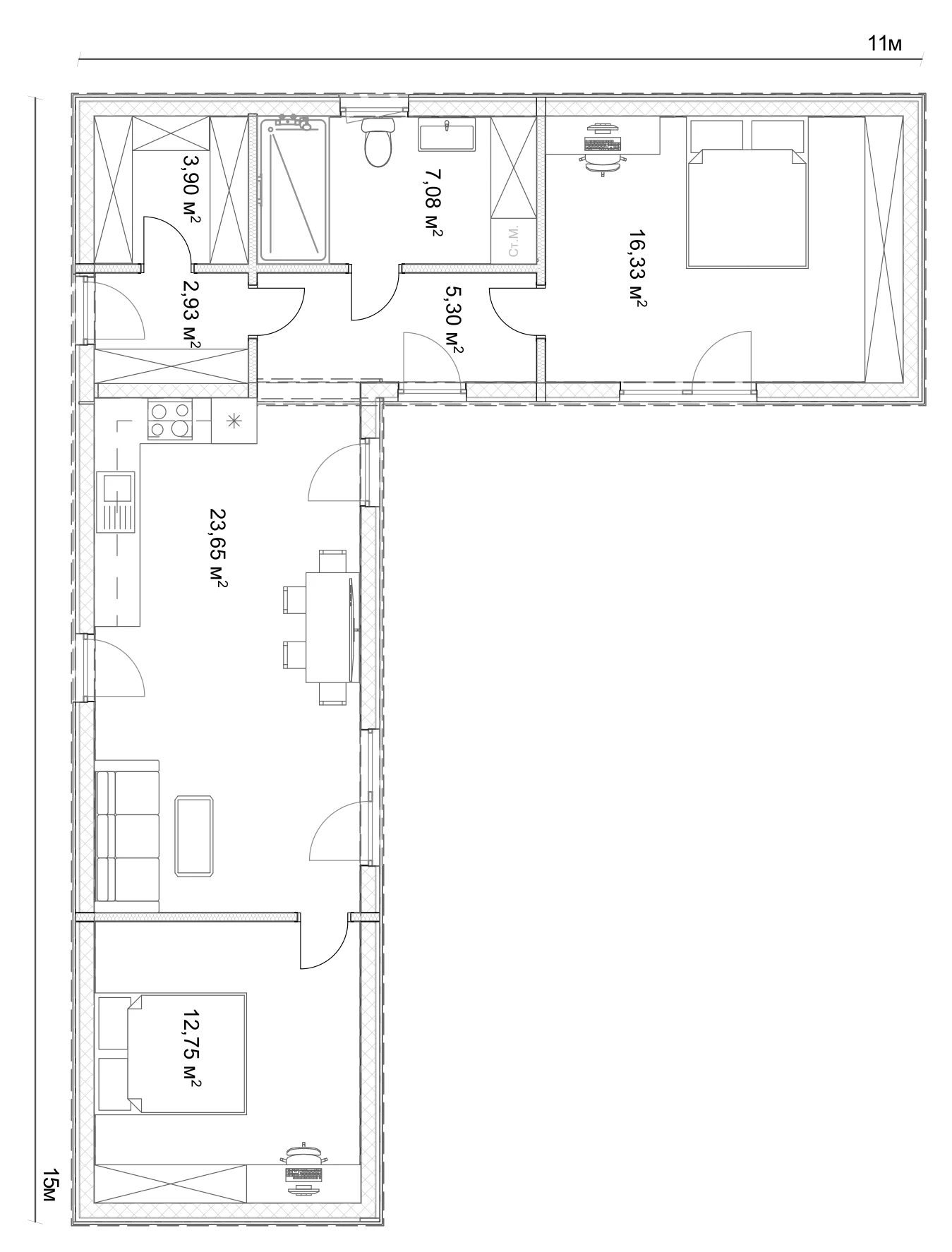 План модульного будинку 71,94 м²
